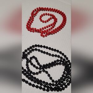 FREE ADD ON ~ x2 Elegant Red and Black Beaded Necklace Set - FAUX PEARLS